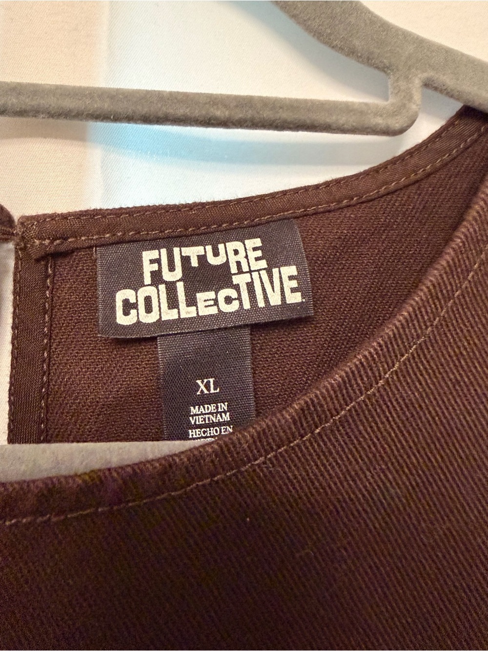 Future Collective Denim Peplum Sleeveless Top Dark Chocolate Brown - Picture 3 of 7